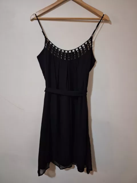 WISH Designer Stunning SILK Black Dress Size 14