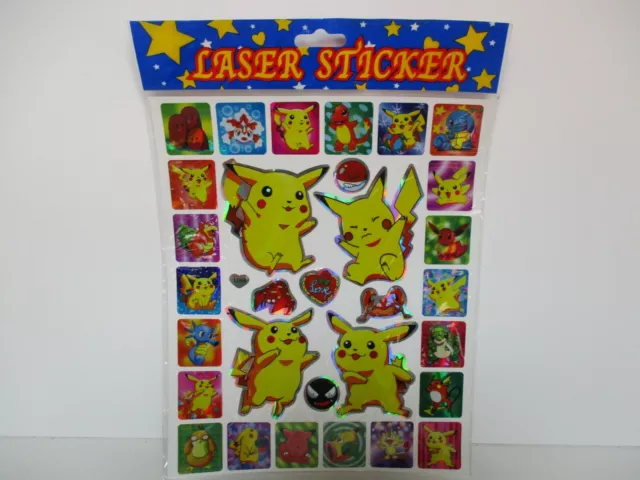 Lotto 6 Fogli Adesivi Laser Sticker Pokemon Anni '90 2