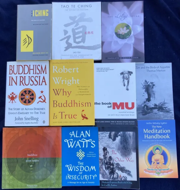 Lot of 11 Zen Buddhism Tao I-Ching Meditation Lotus Sutra Books Alan Watts et al