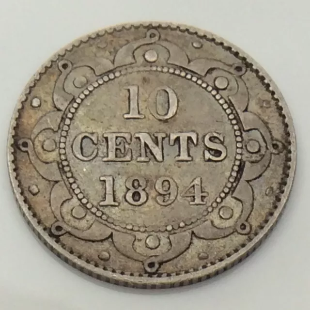 1894 Newfoundland Canada 10 Ten Cents Dime Canadian Circulated Coin F695