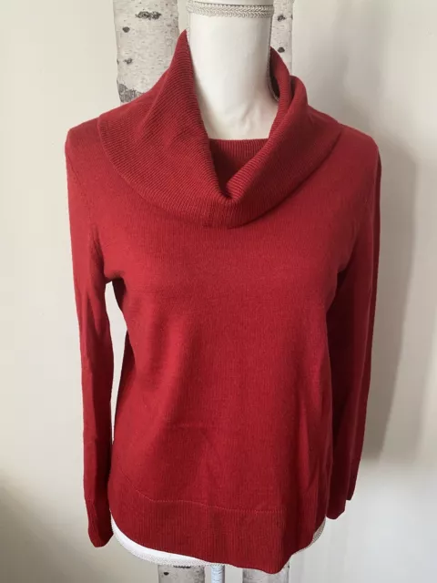 Talbots Womens Pure Merino Wool Red Turtleneck Sweater Long Sleeve Size S