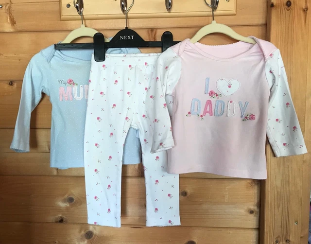 Worn in Fair Condition Mothercare Girls Pink and Blue Pyjamas Age 12-18 Months