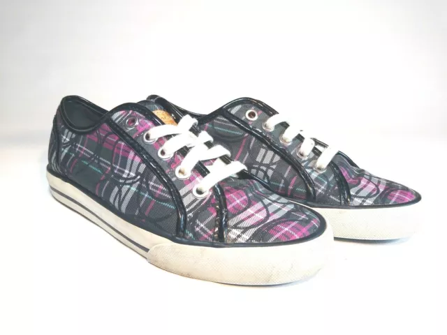 Coach Dee Sneakers Q998 Violet Purple Optic Print Fabric Rubber Women's Size 5B