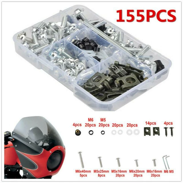155pc Motorcycle Bike Shell Fairing Bolt Plate Screws Nut Stainless Steel Thread