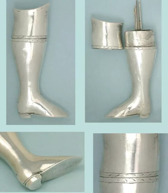 Antique Figural Georgian Sterling Silver Boot Needle Case * English * C1780-1800