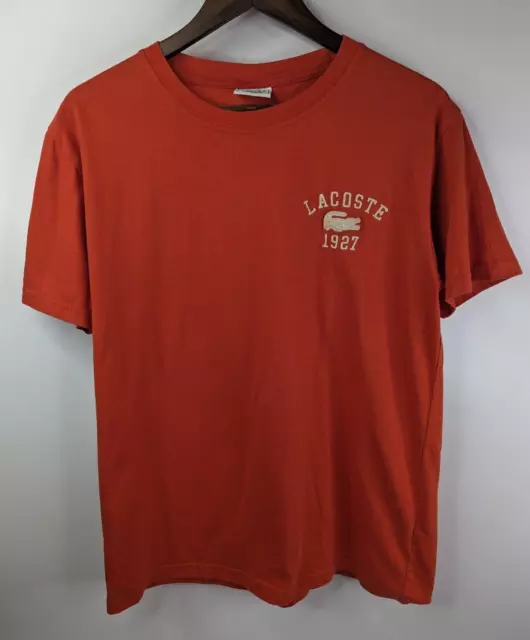 Lacoste T-Shirt Adult 6 Orange Since 1927 Short Sleeve 100% Cotton Tee Casual