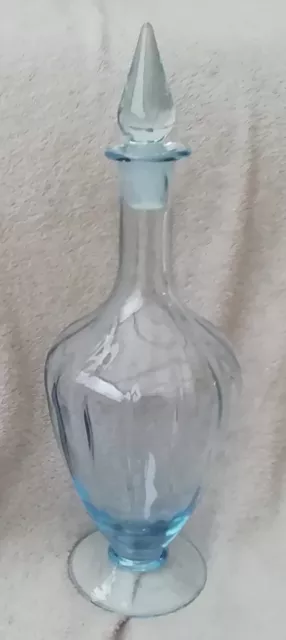 Ancienne Carafe Bouteille en verre bleu avec bouchon