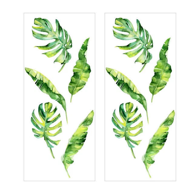 2 Sheets PVC Sticker Mural Verdure Tropicale Enfant Végétal Adhésif