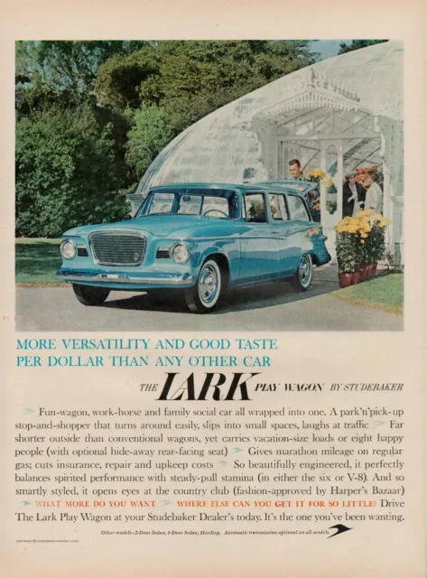 1959 Studebaker Lark Station Wagon Car Auto Vintage Print Ad Automobile Green US