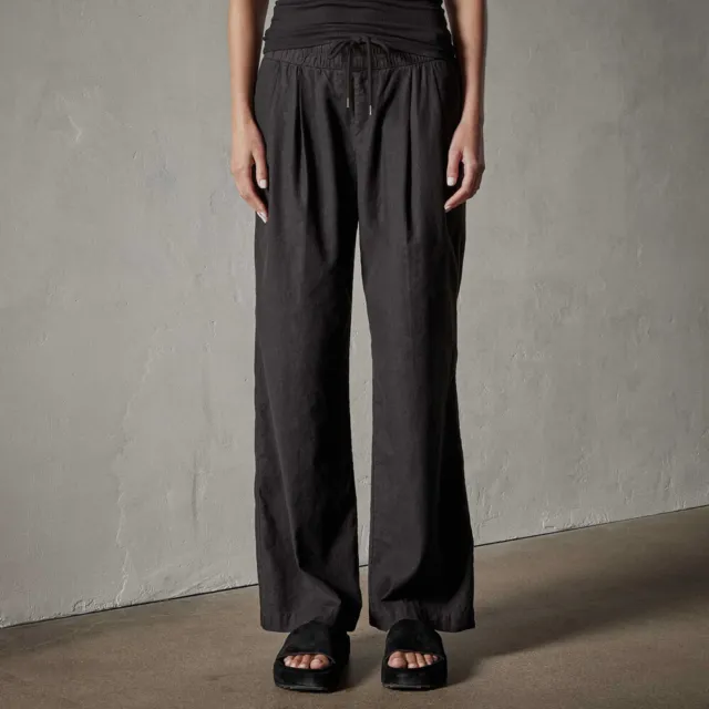 James Perse NWT Womens Canyon Linen Wide Leg Pants Black Size 1/Small