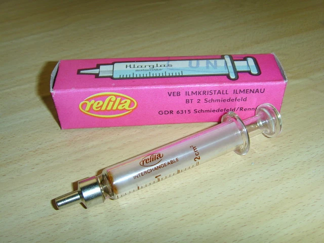 Nr3 Medizin. Klarglasspritze Spritze 2m³ resila VEB Glaswerke Schmiedeberg 2