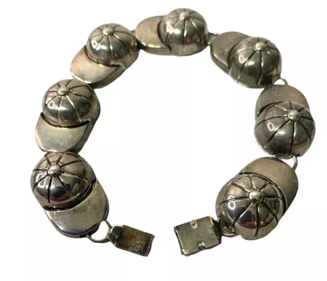 Vintage Best Softball Baseball Cap Metal Silvertone Bracelet Jewelry Gift