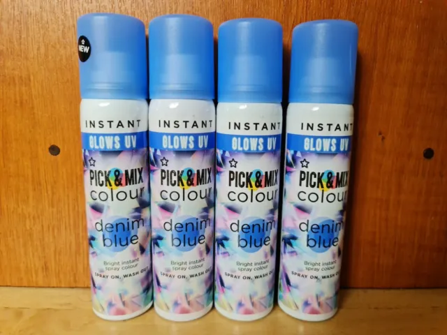 4X SUPERDRUG PICK & Mix Instant Hair Colour In Denim Blue Spray On Wash Out  75ml £ - PicClick UK