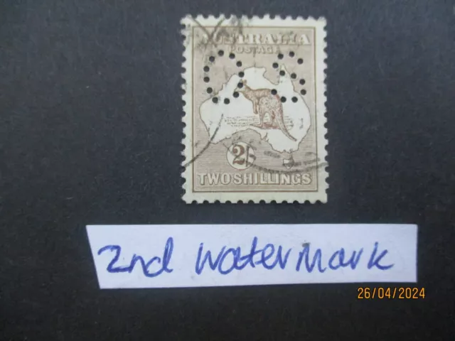 Kangaroo Stamps: 2nd Watermark Perf OS- Excellent Item, Must Have! (QT6333)