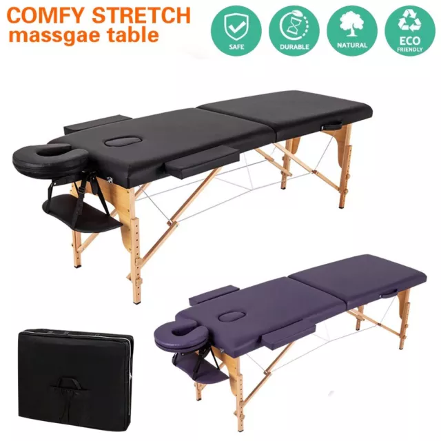 Wooden Massage Table 60CM Portable 2 Fold Therapy Bed Chair Beauty Waxing