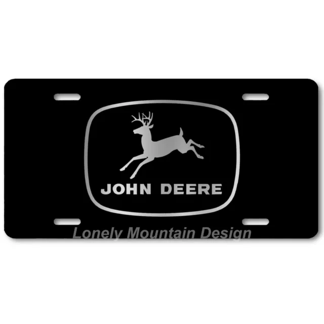 John Deere Inspired Art Gray on Black FLAT Aluminum Novelty License Tag Plate