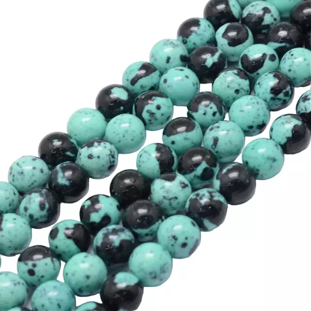 ❤Natural Turquoise/Black OCEAN JADE Bead 4/6/8mm Semi-Precious Gemstone Healing❤