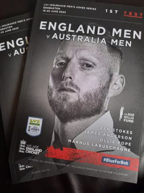 2  × 1St Ashes Test Match Programme England V Australia.edgbaston 16-20 06-2023