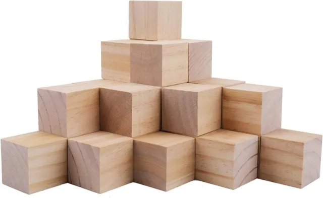 New 30 Pack 2 Inches Unfinished Wooden Cubes Wooden Blocks - Great for Crafts...