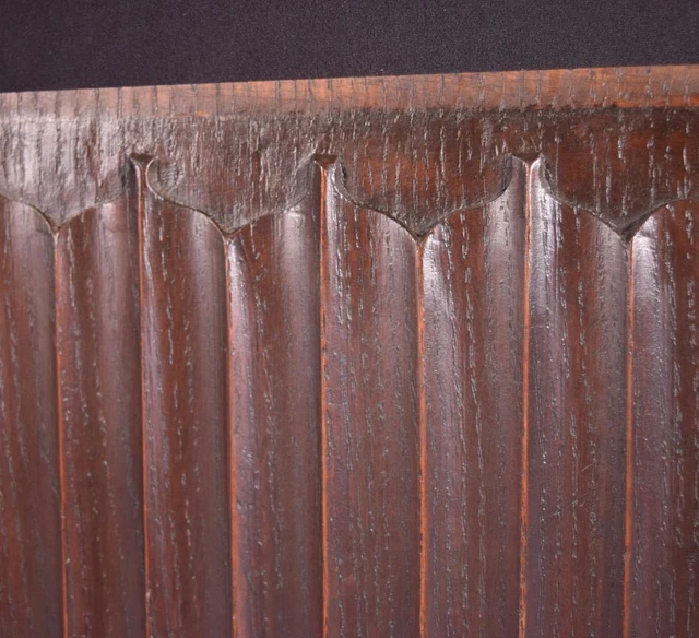 *Pair of French Antique Gothic Revival Panels in Solid Oak Wood Linen Fold 8