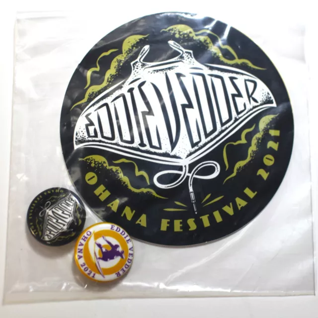 Eddie Vedder Ohana Festival 2021 Pin Sticker Bundle Pearl Jam Official Concert