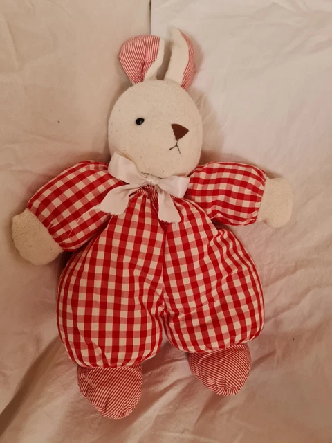 Super doudou peluche lapin vichy rouge blanc NOUNOURS vintage tbé