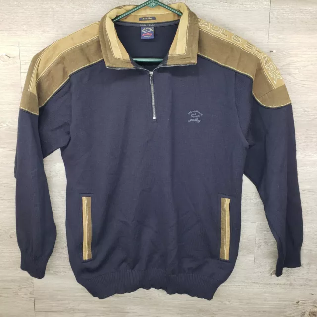 Paul &Shark Yachting 1/4 Zip Wool Sweater Men's Medium Zipper Pockets