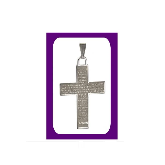 Collier Pendentif Croix De Prière Templier - Acier Inox, 56 Cm, écriture Espagnole