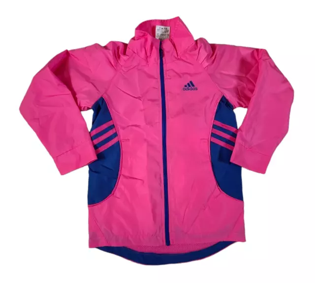 Adidas Girls Youth Three Stripe Track Jacket Black  Pink  L Workout Gym