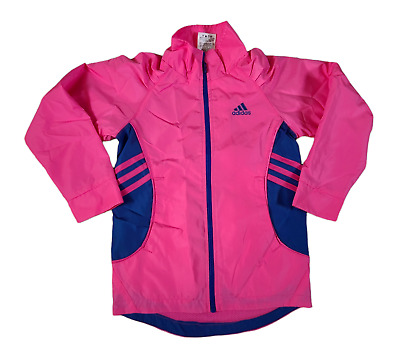 Adidas Three Stripe Track Jacket Black  Pink Youth Girls L Workout Gym