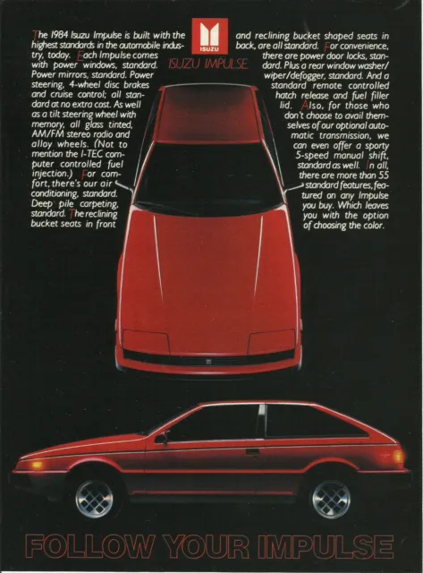 1984 Isuzu Impulse vintage print ad 80's car advertisement