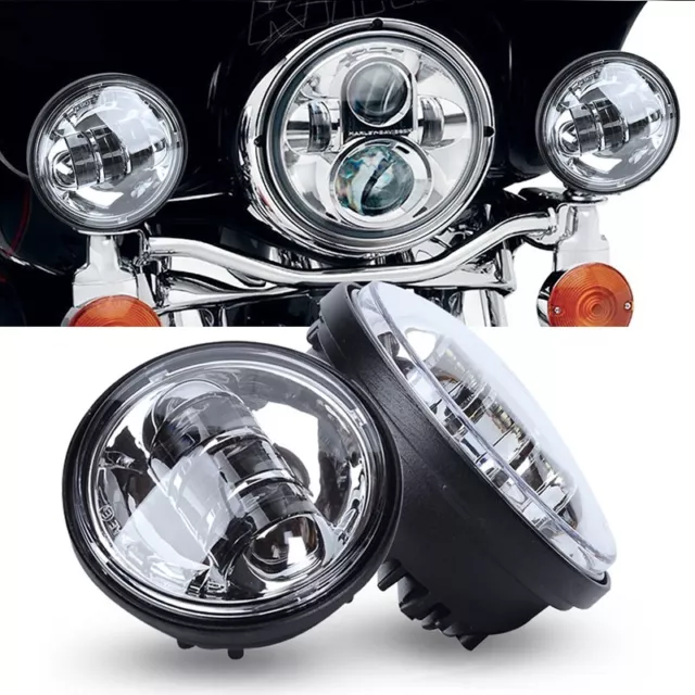 4.5" LED Projector Auxiliary Passing Spot Fog Head Light Lamp For Harley Touring