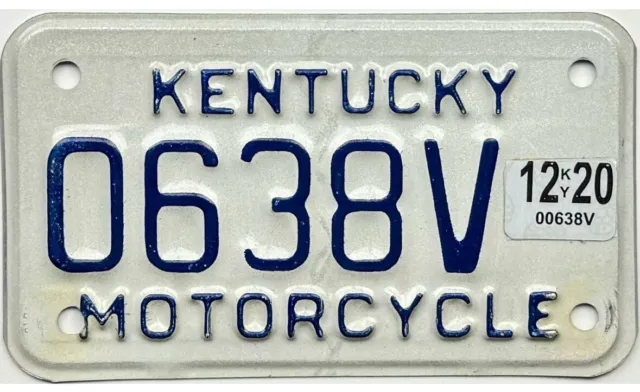 *BARGAIN BIN *  2020 Kentucky MOTORCYCLE License Plate #0638V