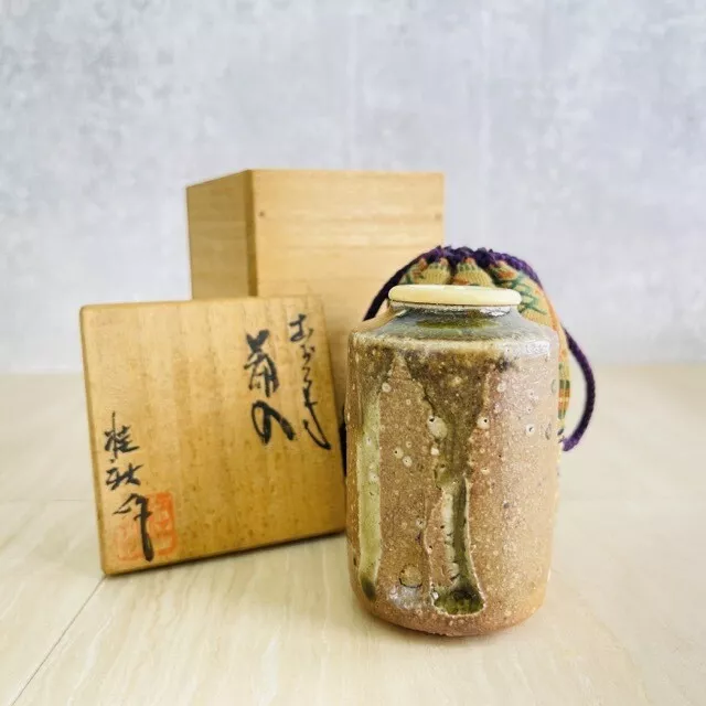 Tea Caddy Japanese Tea Ceremony Shigaraki ware Japanese antique 3.3inch