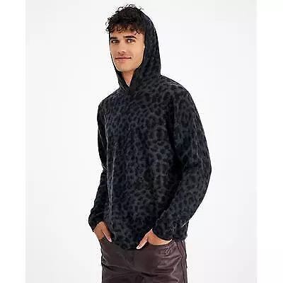 INC International Concepts Mens Animal Print Hooded Sweater Black XXL