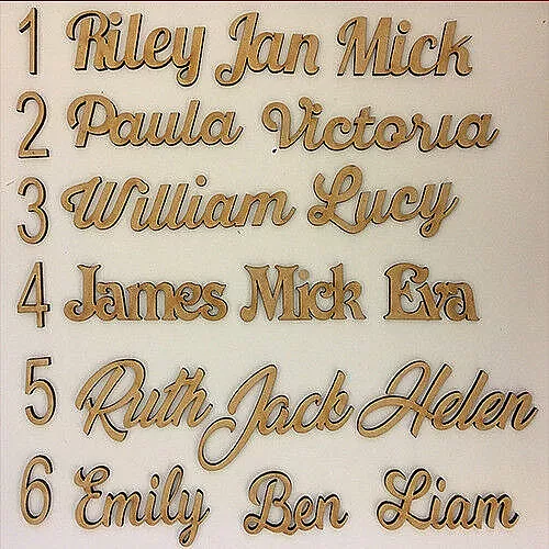 Personalised Script Names Words & Letters MDF  Wedding Favours Book Art Wooden