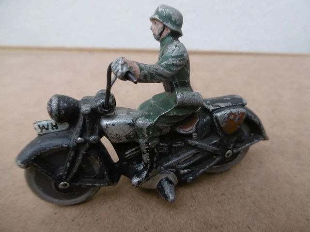 Ancien Jouet Soldat à Moto En Composition Farine Et Plâtre - Militaire Vintage