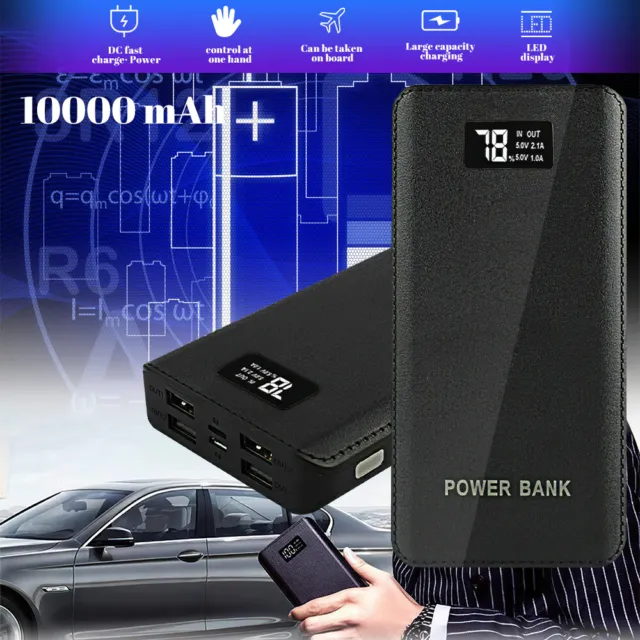 4USB Power Bank 10000mah with LCD External Battery Backup Charger Fast Charging