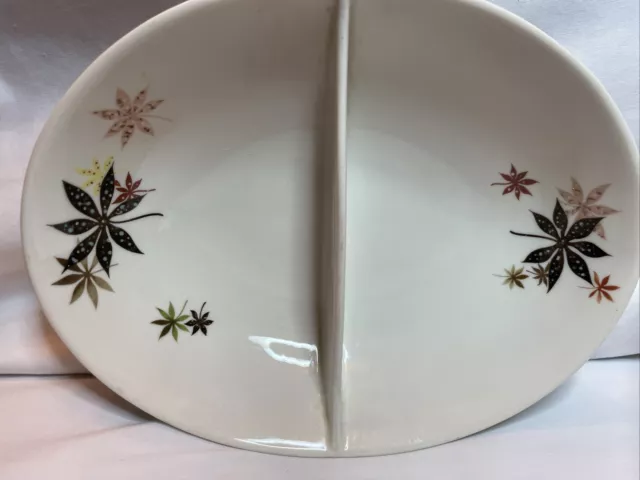 Peter Terris Oval Divided Serving Bowl 9" long by Shenango China 2