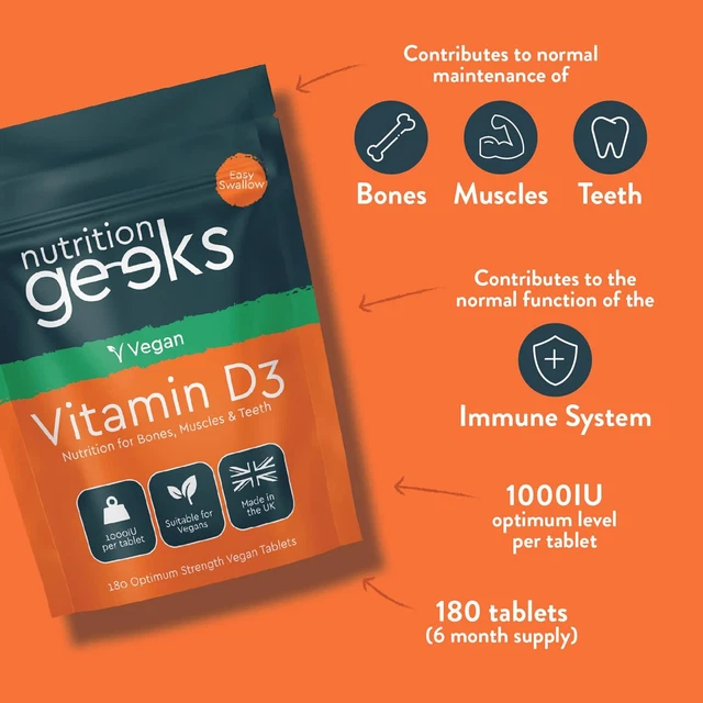 NUTRITION GEEKS VEGAN Vit. D 1000Iu (180 Tablets) 6 Month Supply £9.69 ...
