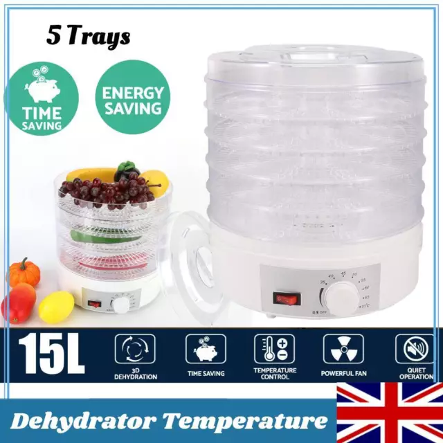 350W Food Dehydrators Commercial Fruit Dehydrator Dryer Jerky Maker 15L 5 Tray