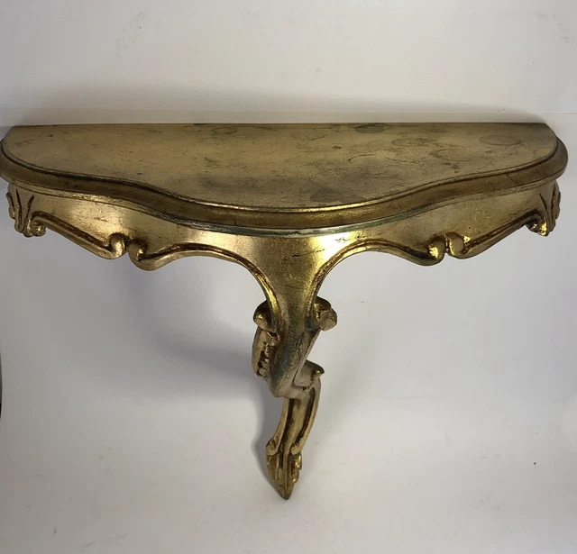 Petite console murale, demi-lune, en fer forgé d'époque débu