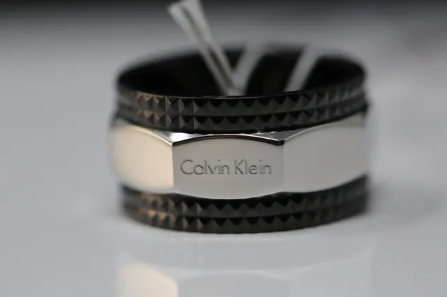Calvin Klein KJ4JBR200109 Unisex Stainless Steel Silver Black Ring Size L9