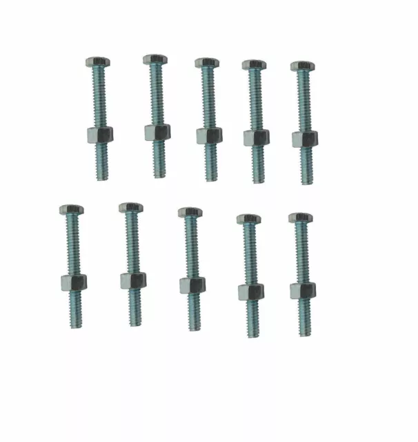 10x FULLY THREADED 5mm x 50mm HEX AND SCREW HEAD STEEL NUT & BOLT SET