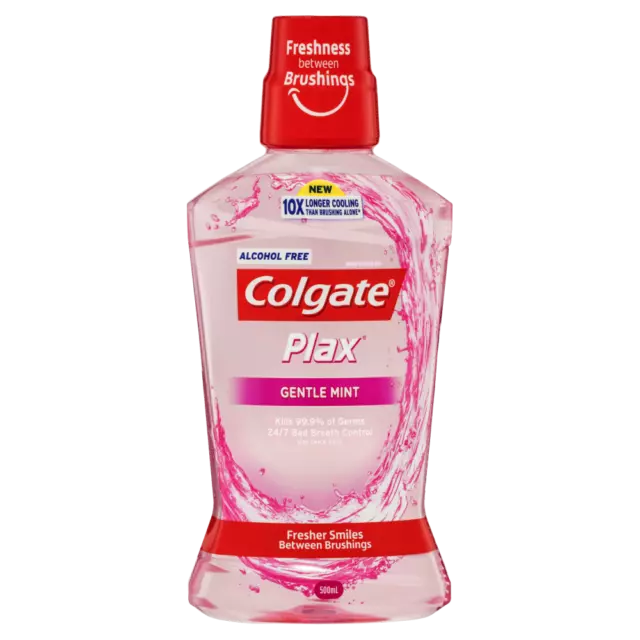 Colgate Plax Mouthwash 500mL Alcohol Free Bad Breath Control - Gentle Mint