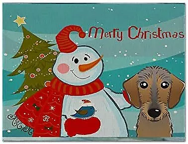 Treasures BB1853PLMT Snowman with Wirehaired Dachshund Fabric Placemat Washable