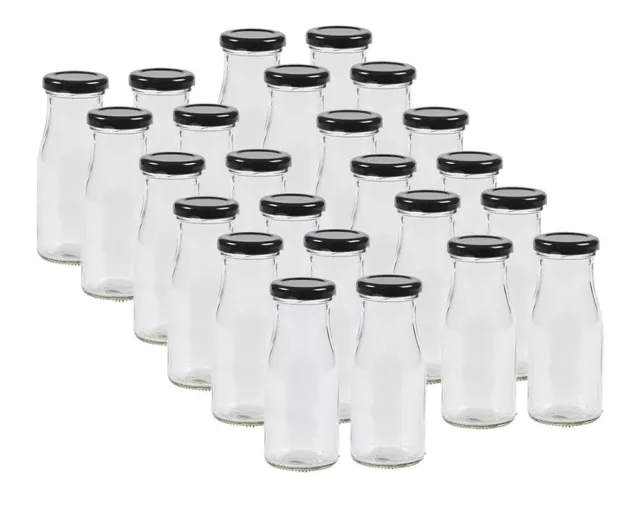 Glasflaschen mit Schraubverschluss Deckel Schwarz 150ml Saftflaschen Glasflasche
