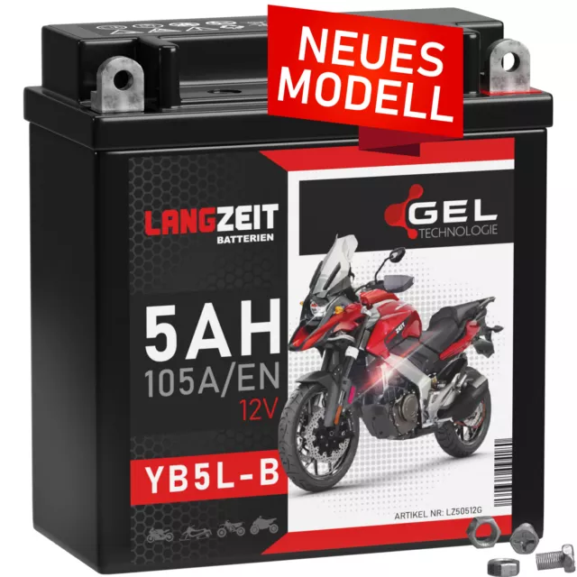 Motorrad Roller Batterie 12V 5Ah GEL MXT SLA4L-BS ähnlich YB4L-B CB4L-B  50411