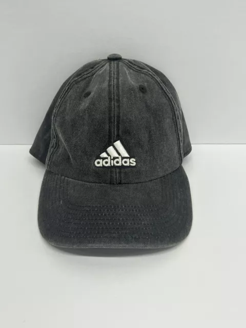 Adidas Dye Washed Distressed Black Baseball Cap/Hat Buckle Strap Adjustable