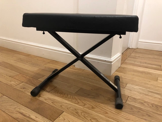 Kinsman secure heavy duty X-frame bench stool black padded seat metal leather